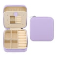 thumbnail image 1 of REGALWOVEN Mini Travel Jewelry Box with Mirror for Women, Portable Jewelry Organizer Case Storage Display Holder for Earring Ring Purple, 1 of 7
