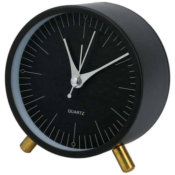 REGALWOVEN Minimalist Style Mechanical Alarm Clock, with Metal Bracket, Silent Operation for Home Decor Black 4.3"L x 2.2"W x 4.5"H