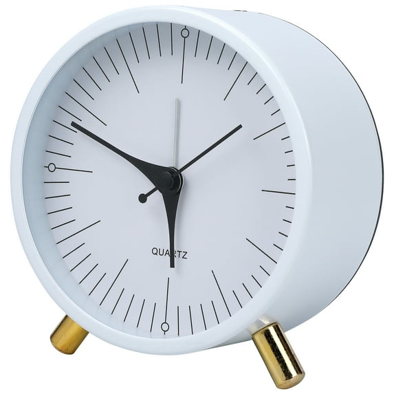REGALWOVEN Minimalist Style Mechanical Alarm Clock, with Metal Bracket, Silent Operation for Home Decor White 4.3"L x 2.2"W x 4.5"H