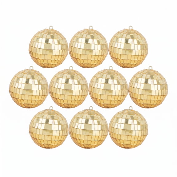 REGALWOVEN Mirror Disco Balls for Bowl Fillers - 10 Pack Hanging Decorative Sphere Orbs Gold 1.2"