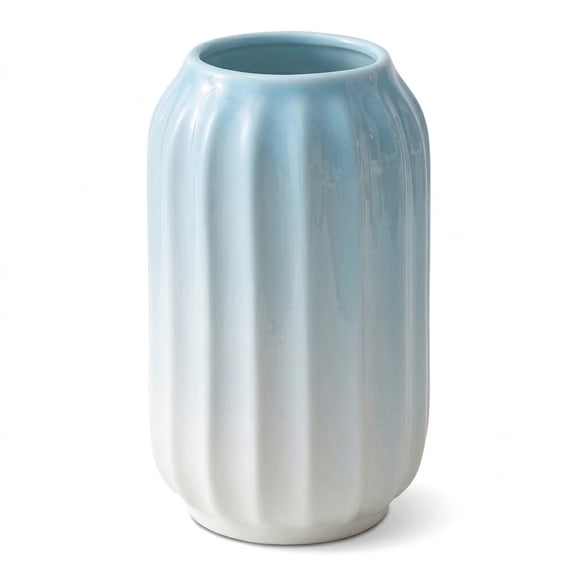 REGALWOVEN Modern Ceramic Flower Vase Matte Ribbed Vase, Small Decorative Vase for Desktop & Bathroom, Minimalist Centerpiece Blue 3.5" x 3.5" x 5.9"