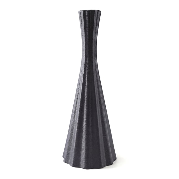 REGALWOVEN Modern Ceramic Vase for Home DecorTall Matte Flower Vase, Ribbed Textured Decorative Vase for Table Centerpiece Black 3.7"L x 3.7"W x 10.1"H