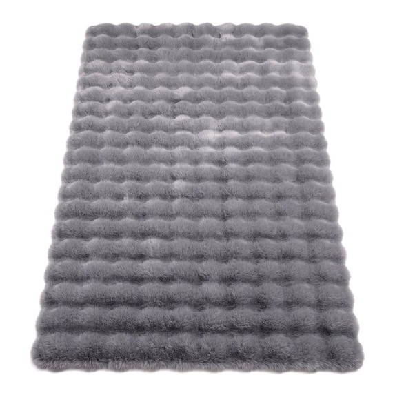 REGALWOVEN Modern Geometric Bath Mat, Soft Absorbent Shaggy Area Rug, Non-Slip Unique Abstract Boho Plush Carpet for Bathroom Grey 32" x 20"