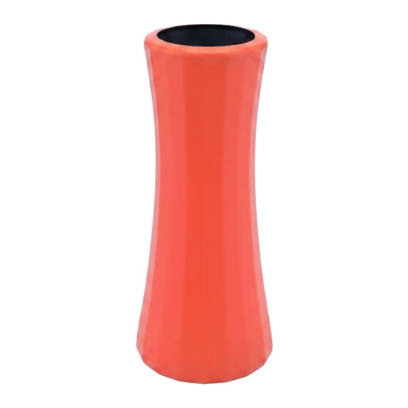 REGALWOVEN Modern Geometric Flower Vase, Unbreakable Plastic Vase, Minimalist Decorative Centerpiece for Home, Office, Wedding Orange 3.5"L x 3.5"W x 8.3"H