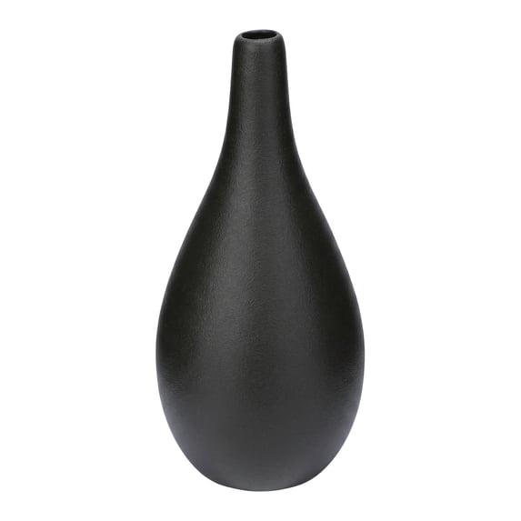 REGALWOVEN Modern Ribbed Ceramic Vase for Home Decor Small Boho Decorative Vase , Minimalist Matte Flower Vase for Shelf Table Black 3"L x 3"W x 6.5"H