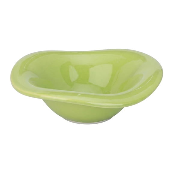REGALWOVEN Modern Wavy Ceramic Decorative Bowl - Scalloped Trinket Tray - Aesthetic Cream White Ruffled Dish for Home Entryway Green 6.3"L x 6.3"W x 2"H