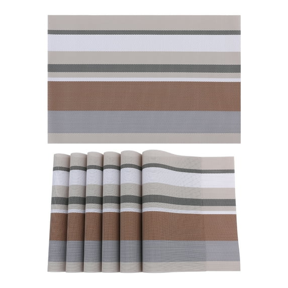 REGALWOVEN Morden Placemats Set of 6 Placemats for Dining Table Decor Indoor Outdoor Washable Kitchen Table Mat Wipe Clean Coffee 18*12in