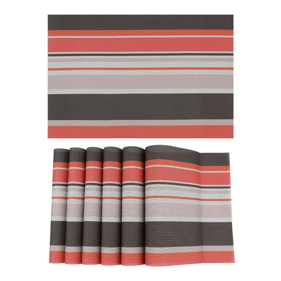 REGALWOVEN Morden Placemats Set of 6 Placemats for Dining Table Decor Indoor Outdoor Washable Kitchen Table Mat Wipe Clean Orange 18*12in