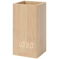 thumbnail image 1 of REGALWOVEN Multifunctional LED Alarm Clock with Pen Storage, 4-Level Brightness, Voice Wake-Up, Fits Bedside Table Khaki 5.5"L x 2.6"W x 2.8"H, 1 of 6