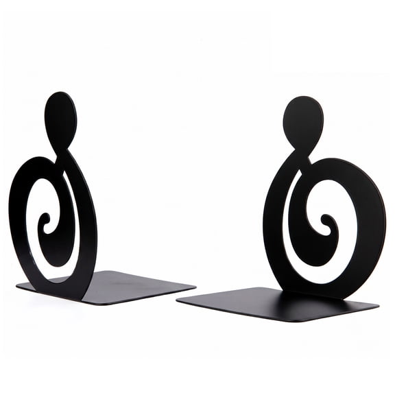 REGALWOVEN Musical Note Metal Bookends, Decorative Book Ends for Shelves, Non-Skid Music Decor for Piano Room & Office, 2Pcs Black Style B 4.7"L x 4.1"W x 6.3"H
