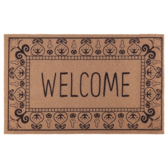 REGALWOVEN Natural Coir Doormat, Front Door Mat Outdoor with Non-Slip Backing, Waterproof Welcome Mat for Scraper Rug Brown Letter 32" x 20"