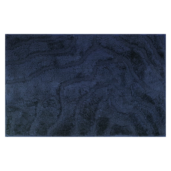 REGALWOVEN Non Slip Washable Soft Absorbent Bath Rug with Rubber Backing for Shower Floor Blue 20" x 32"