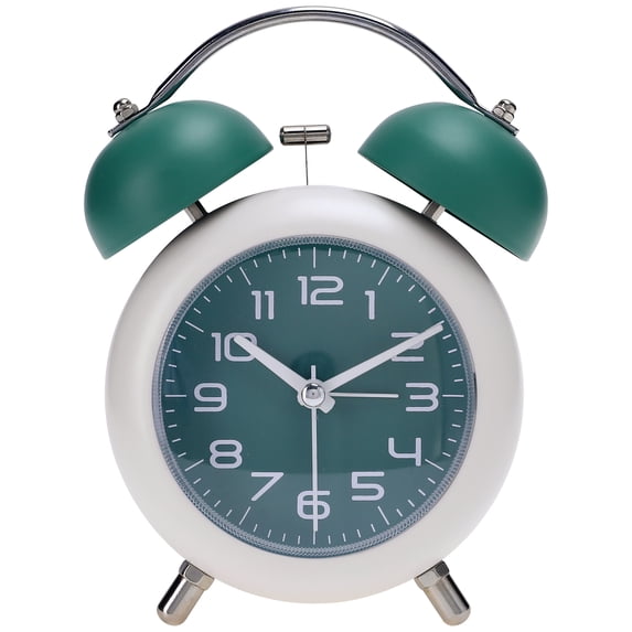 REGALWOVEN Old Fashioned Circle Loud Alarm Clock with Night Light Battery Operated for Heavy Sleepers Adults 5.9 x 4.3 x 2 inch Green