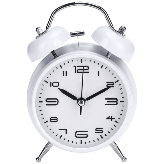 REGALWOVEN Old Fashioned Circle Loud Alarm Clock with Night Light Battery Operated for Heavy Sleepers Adults White