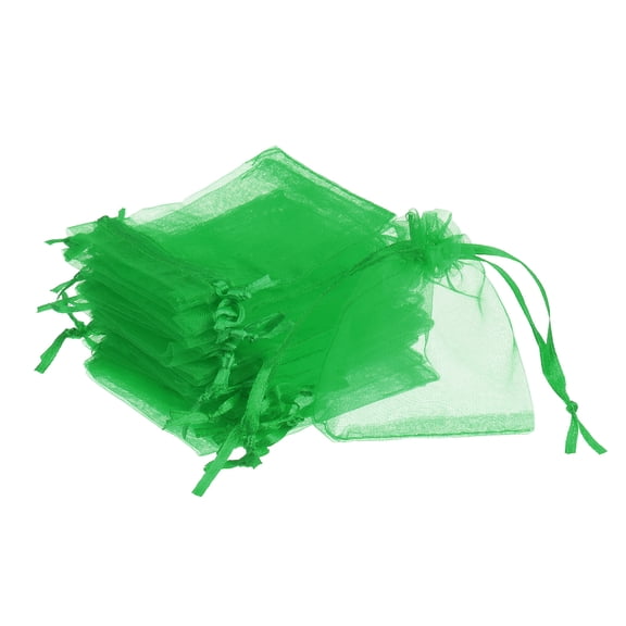 REGALWOVEN Organza Jewelry Bags Drawstring Little Mesh Gift Pouches Mini Candy Presents Green 3.54"x2.8"