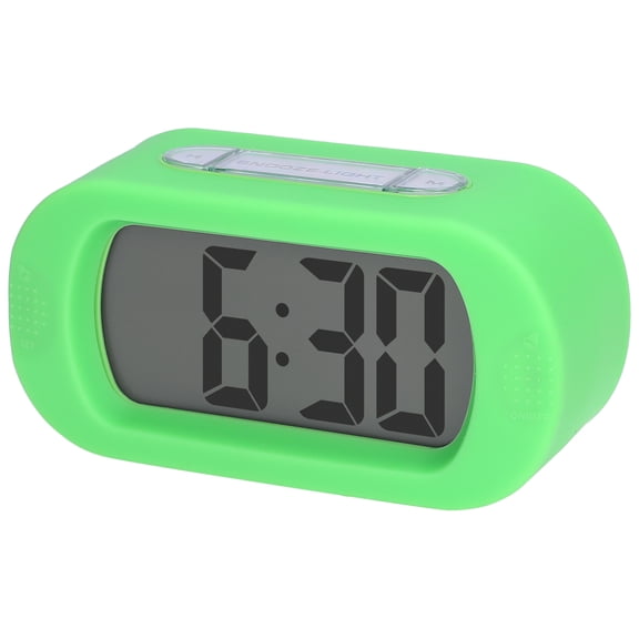 REGALWOVEN Oval Digital Alarm Clock for Bedroom, Alarms with Big Numbers Display, Adjustable Alarm Snooze Green