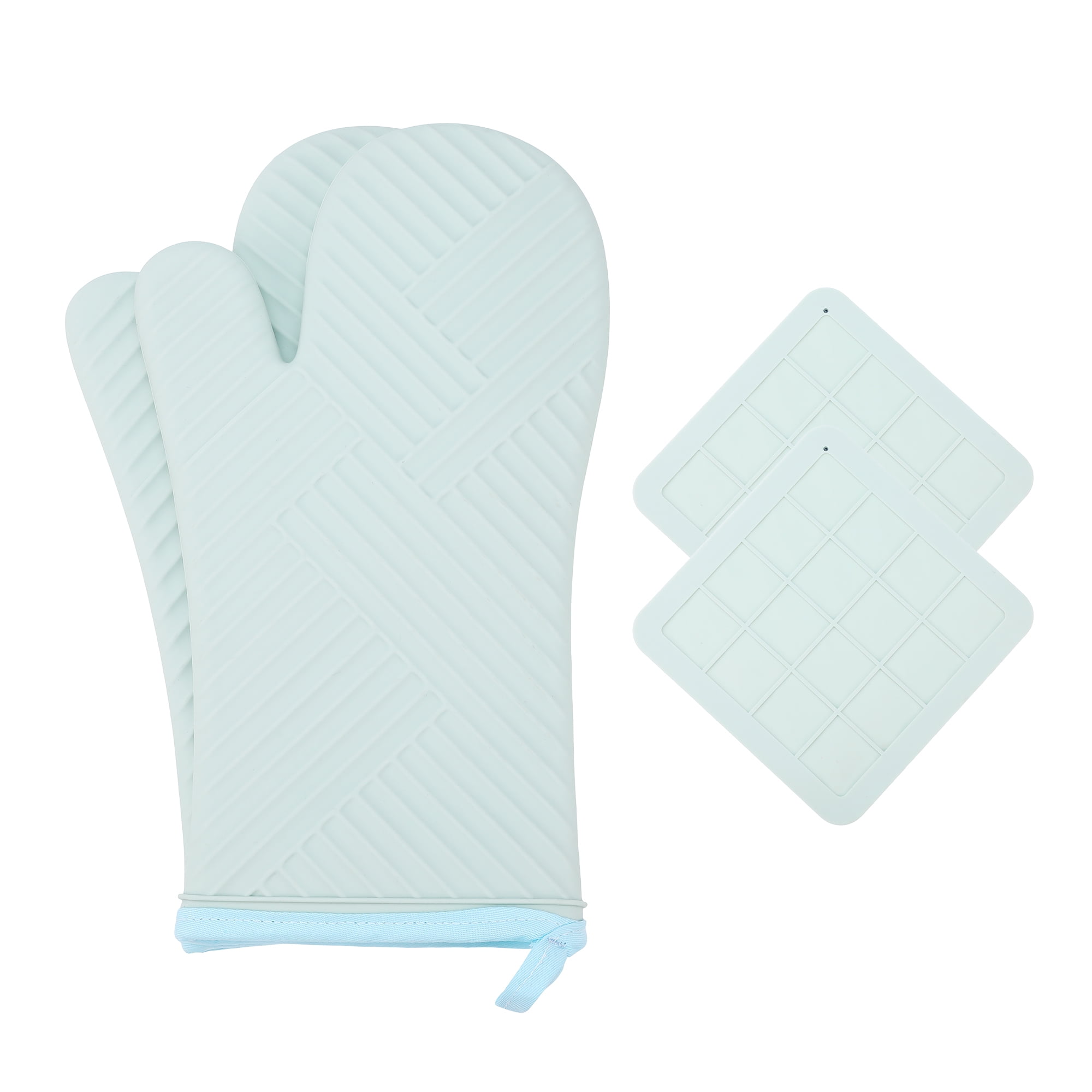 REGALWOVEN Oven Mitts and Pot Holders Sets of 4, Heat Resistant and Non-Slip Turquoise 13x7.5inch
