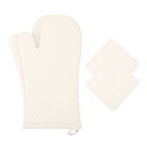 REGALWOVEN Oven Mitts and Pot Holders Sets of 4, Heat Resistant and Non-Slip White 13x7.5inch