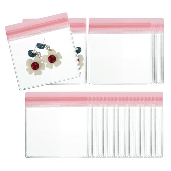 REGALWOVEN Self Sealing Small Jewelry Bags Small Zipper Bag Pink 4 x 4 Inch