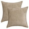 thumbnail image 1 of REGALWOVEN Pack of 2 Chenille Solid Decorative Throw Pillow Covers Check Soft Cushion Case Modern for Sofa Living Room Couch Camel 18" x 18", 1 of 6