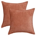 thumbnail image 1 of REGALWOVEN Pack of 2 Chenille Solid Decorative Throw Pillow Covers Check Soft Cushion Case Modern for Sofa Living Room Couch Orange 18" x 18", 1 of 6
