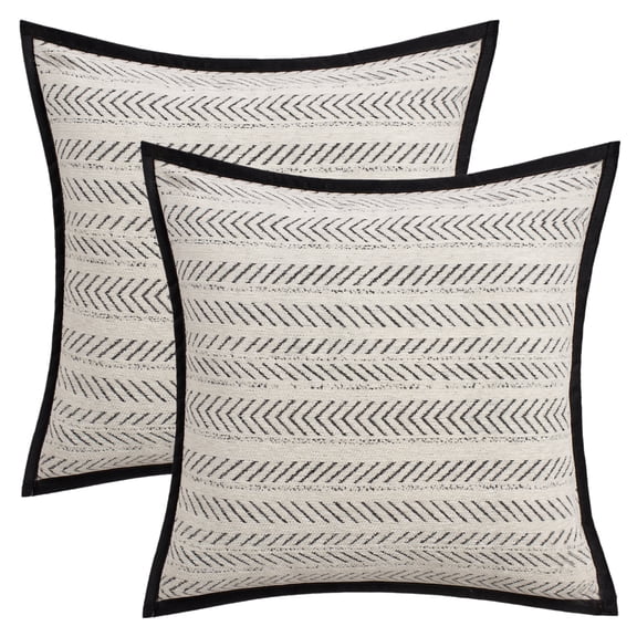 REGALWOVEN Pack of 2 Chenille Throw Pillow Covers Herringbone Modern Decorative Cushion Case with Piping for Home Decor White 18" x 18"