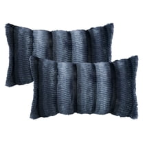 REGALWOVEN Pack of 2 Plush Striped Pillow Case Luxury Series Soft Fluffy Modern Throw Pillow Covers for Sofa Living Room Car Dark Blue 20" x 12"