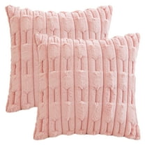 REGALWOVEN Pack of 2 Set Throw Pillow Covers Farmhouse Pillow Case Luxury Soft Plush Cushion Pillowcase for Home Decor Pink 16" x 16"