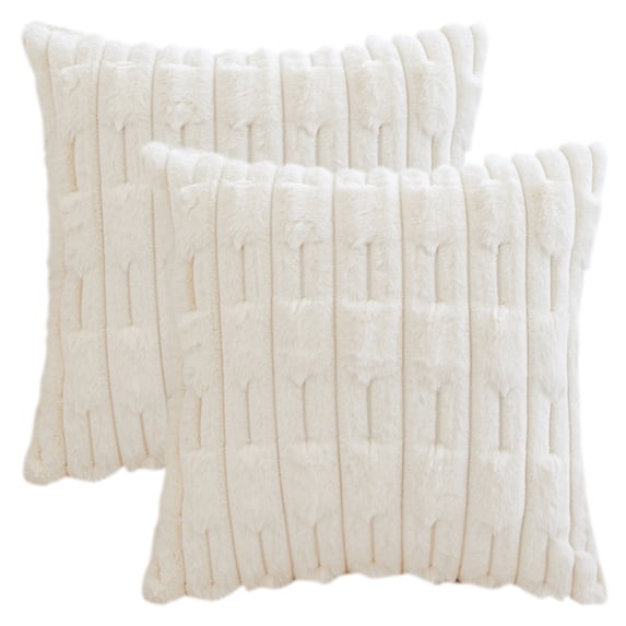 REGALWOVEN Pack of 2 Set Throw Pillow Covers Farmhouse Pillow Case Luxury Soft Plush Cushion Pillowcase for Home Decor White 16" x 16"