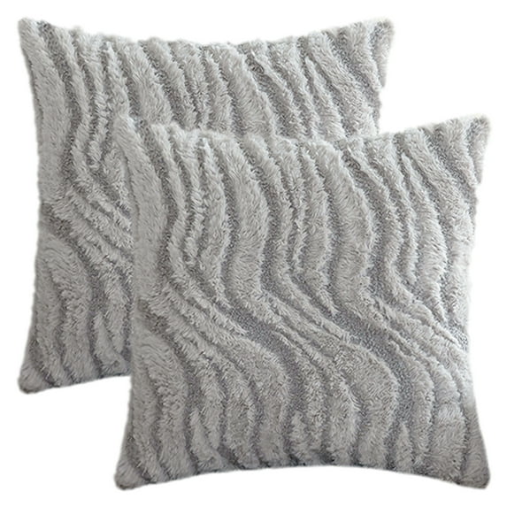 REGALWOVEN Pack of 2 Throw Pillow Covers Decorative Farmhouse Pillow Case Soft Plush Cushion Pillowcase, Embroidery, Geometric, Home Grey 18" x 18"