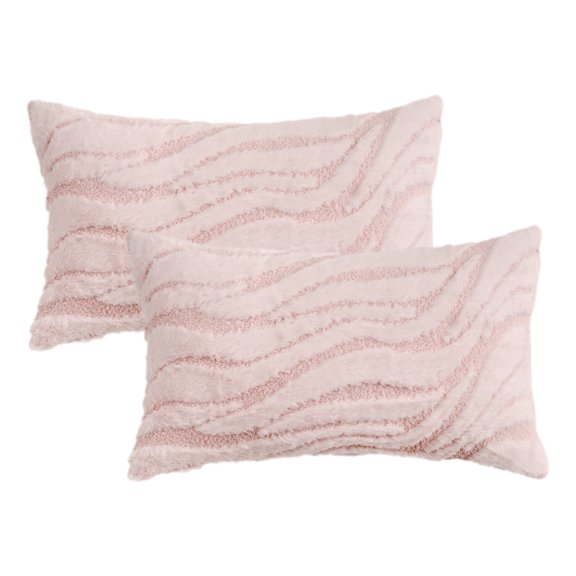 REGALWOVEN Pack of 2 Throw Pillow Covers Decorative Farmhouse Pillow Case Soft Plush Cushion Pillowcase, Embroidery, Geometric, Home Pink 12" x 20"