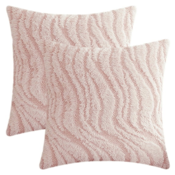 REGALWOVEN Pack of 2 Throw Pillow Covers Decorative Farmhouse Pillow Case Soft Plush Cushion Pillowcase, Embroidery, Geometric, Home Pink 18" x 18"