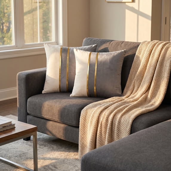 REGALWOVEN Pack of 2 Velvet Throw Pillow Covers Soft Decorative Square Cushion Covers for Sofa Living Room Home Decor Grey 18 x 18 Inch