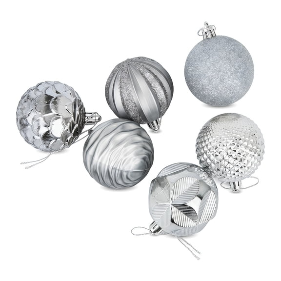 REGALWOVEN Painted Electroplated Christmas Balls - 6 Pack Metallic Sphere Orbs, Shatterproof Holiday Hanging Tree Ornaments White 2.4"