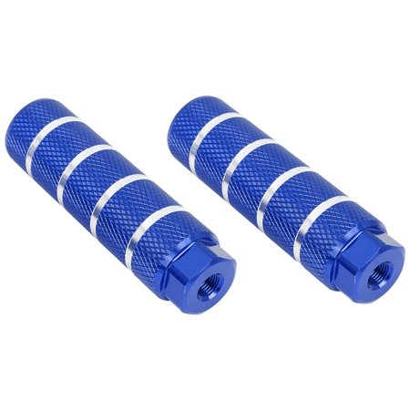 REGALWOVEN Pair Aluminum Alloy Stripe Cylinder Axle Rear Foot Pegs Footrests for Bike Fit 3/8" Inner Dia Blue