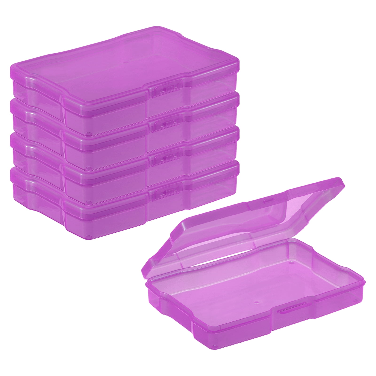 REGALWOVEN Photo Storage Box Organizer Cases Storage Container Picture Boxes Plastic Purple