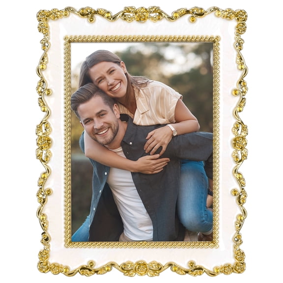 REGALWOVEN Picture Frame Luxury Photo Frames with Glass Front Plated Photo Frame Tabletop Display Gold 5x7