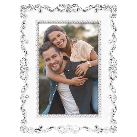 REGALWOVEN Picture Frame Luxury Photo Frames with Glass Front Plated Photo Frame Tabletop Display Silver 7x10