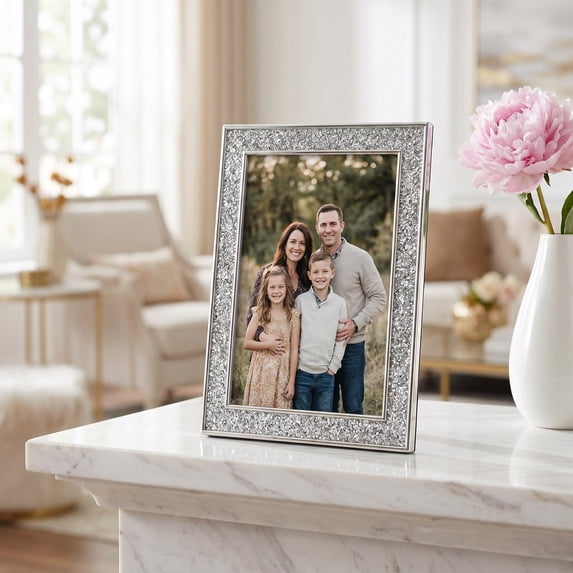 REGALWOVEN Picture Frame for Photo and Poster, Beautiful Metal Frames for Horizontal and Vertical Photo Formats Silver 5x7