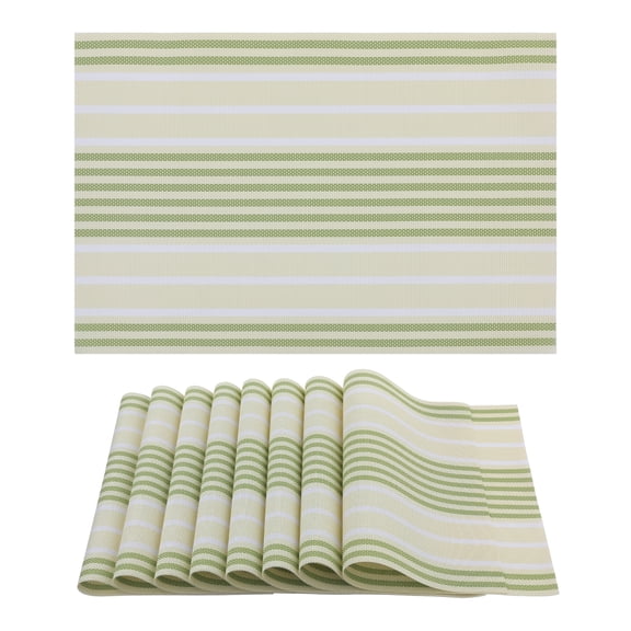 REGALWOVEN Place Mat Set of 8 Placemats for Kitchen Dining Table Decor, Washable Table Placemats Wipeable Table Mat Green 18*12in
