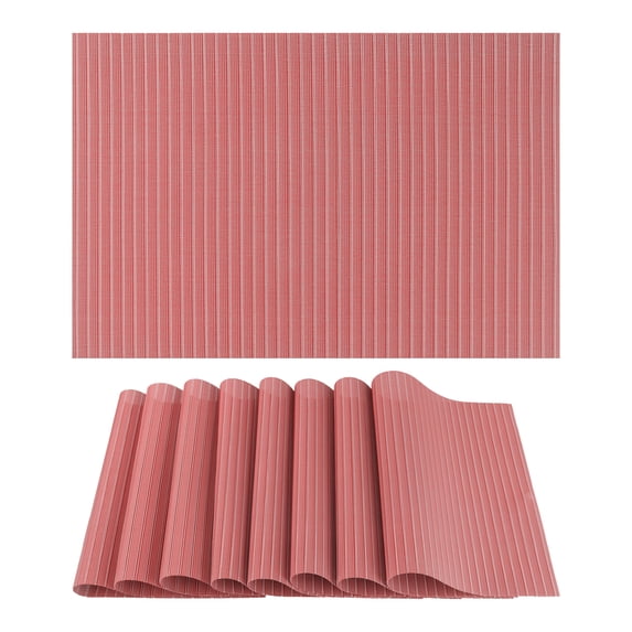 REGALWOVEN Placemats 8 Pack Placemats for Kitchen Dining Table Decor Washable Heat Resistant Table Placemats Wipeable Table Mat Red 18*12in
