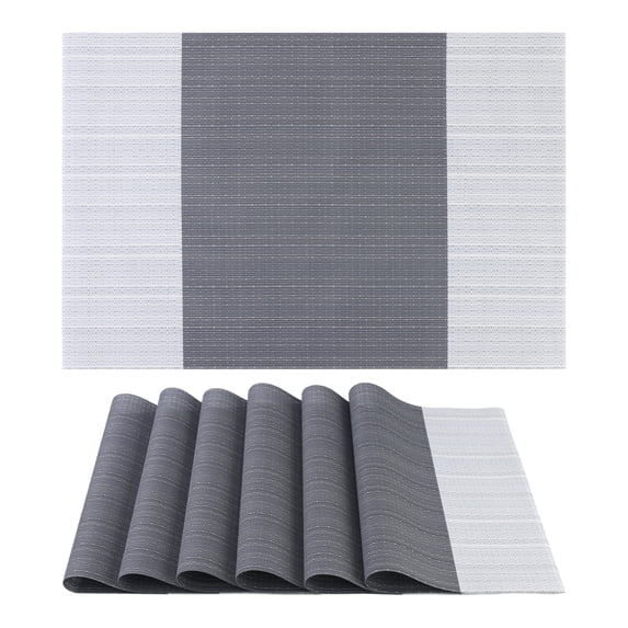 REGALWOVEN Placemats Set of 6 Easy Clean Placemats for Kitchen Dining Table Decor Washable Heat Resistant Table Placemats Wipeable Table Mat Gray 18*12in