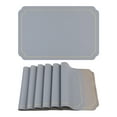 thumbnail image 1 of REGALWOVEN Placemats Set of 6 Leather Placemats for Kitchen Dining Table Decor Washable Heat Resistant Table Placemats Wipeable Table Mat Gray+Gold 18*12in, 1 of 7