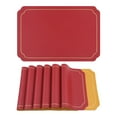 thumbnail image 1 of REGALWOVEN Placemats Set of 6 Leather Placemats for Kitchen Dining Table Decor Washable Heat Resistant Table Placemats Wipeable Table Mat Red+Yellow 18*12in, 1 of 7