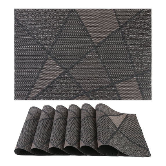 REGALWOVEN Placemats Set of 6 Design Placemats for Kitchen Dining Table Decor Washable Heat Resistant Table Placemats Wipeable Table Mat Black 18*12in