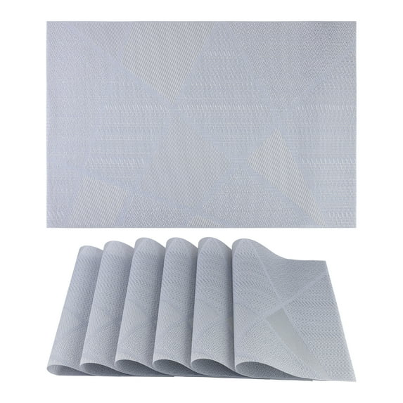 REGALWOVEN Placemats Set of 6 Design Placemats for Kitchen Dining Table Decor Washable Heat Resistant Table Placemats Wipeable Table Mat Light Blue 18*12in