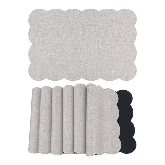 REGALWOVEN Placemats Set of 6 Ruffle Placemats for Kitchen Dining Table Decor Washable Heat Resistant Table Placemats Wipeable Table Mat Cream 18*12in