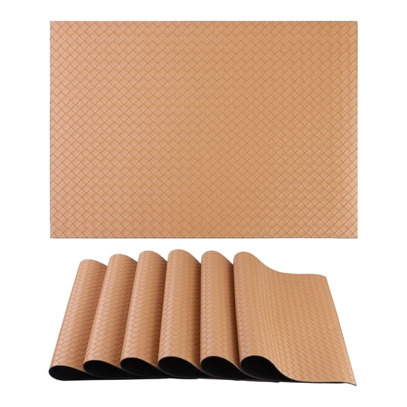 REGALWOVEN Placemats Set of 6 Leather Placemats for Kitchen Dining Table Decor Heat Resistant Table Placemats Wipeable Table Mat Apricot 17*12in