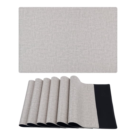 REGALWOVEN Placemats Set of 6 PU Placemats for Kitchen Dining Table Decor Washable Heat Resistant Table Placemats Wipeable Table Mat Cream 18*12in