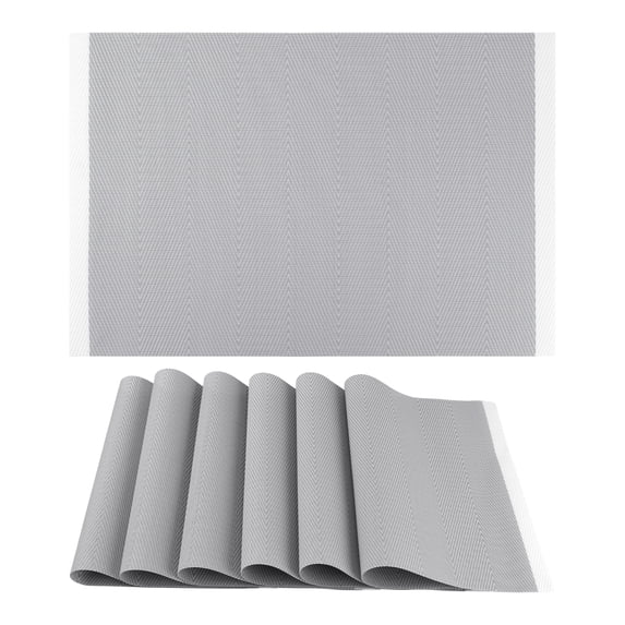 REGALWOVEN Placemats Set of 6 Placemats for Kitchen Dining Table Decor Washable Heat Resistant Table Placemats Wipeable Table Mat Gray 18*12in